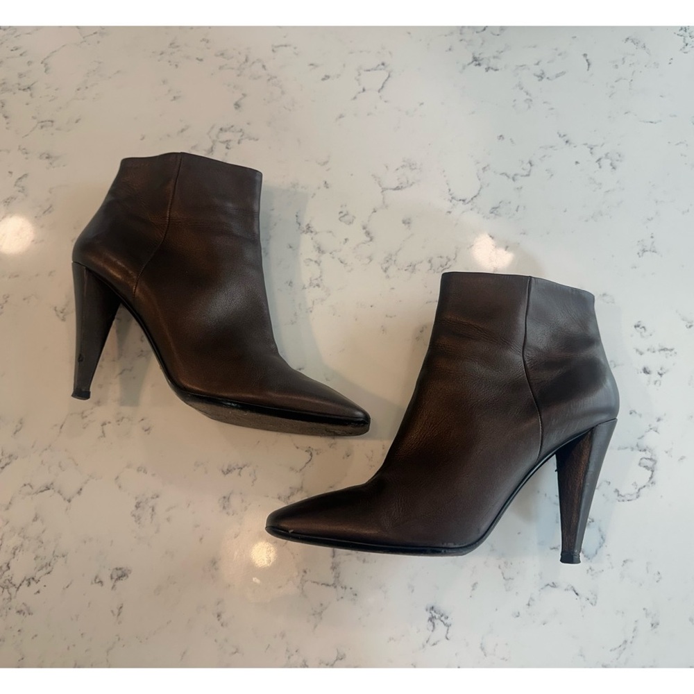 Prada Leather Ankle Boots in Metallic Brown - Size 41 1/2 - Picture 8 of 14
